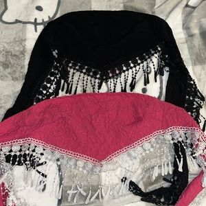 Tie tube tops with fringe and embroidery